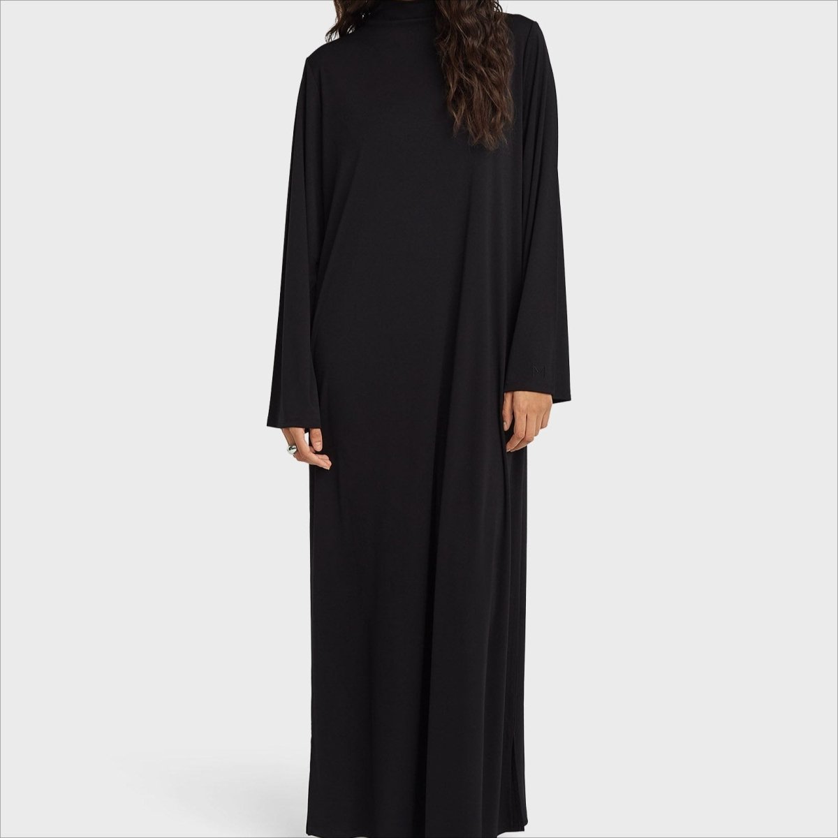 Elegant Half - Turtleneck Pullover Maxi Dress | Loose Fit Solid Color Dress with Hidden Pockets(MA313) - Mariam's Collection