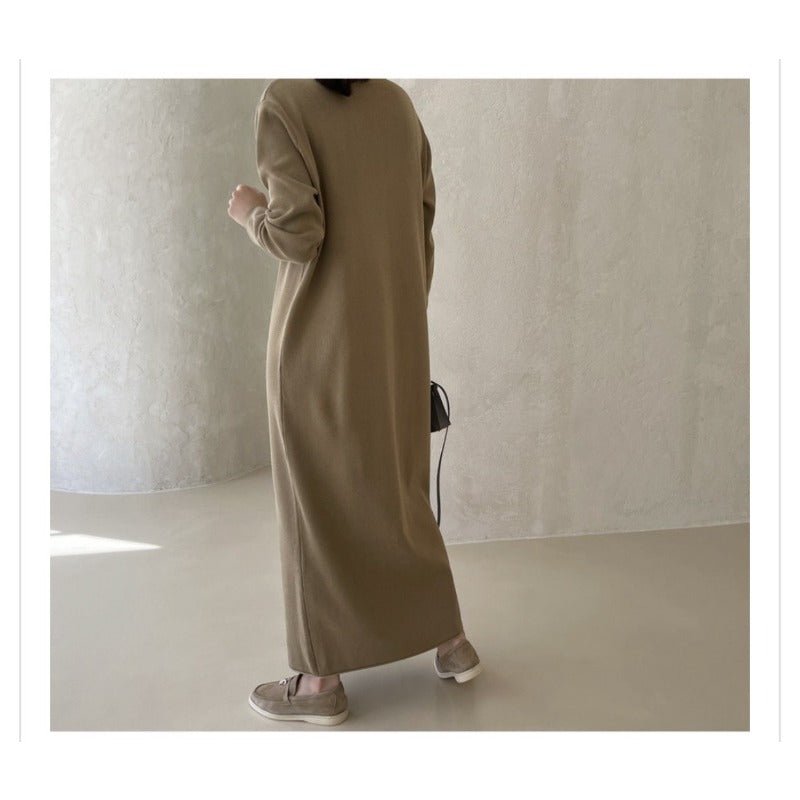 Elegant Knit Shawl & Half - Turtleneck Maxi Dress Set | Two - Piece Modest Outfit(MS117) - Mariam's Collection
