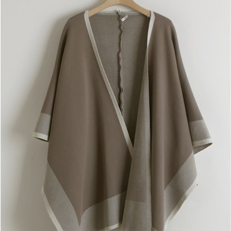 Elegant Knit Shawl & Half - Turtleneck Maxi Dress Set | Two - Piece Modest Outfit(MS117) - Mariam's Collection