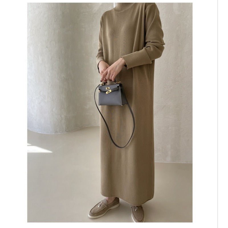 Elegant Knit Shawl & Half - Turtleneck Maxi Dress Set | Two - Piece Modest Outfit(MS117) - Mariam's Collection