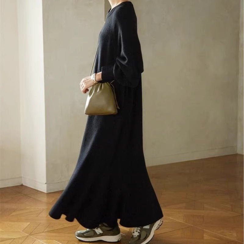 Elegant Lantern Sleeve Mermaid Maxi Dress | Loose Fit Long Sleeve Dress(MS154) - Mariam's Collection