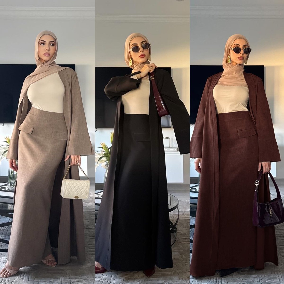 Elegant Long Cardigan & Maxi Skirt Set(MS175) - Mariam's Collection