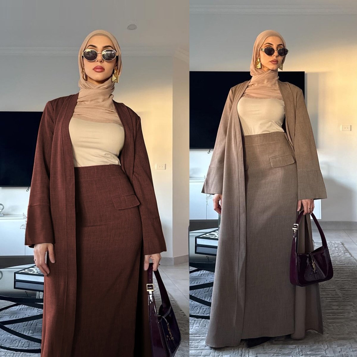 Elegant Long Cardigan & Maxi Skirt Set(MS175) - Mariam's Collection