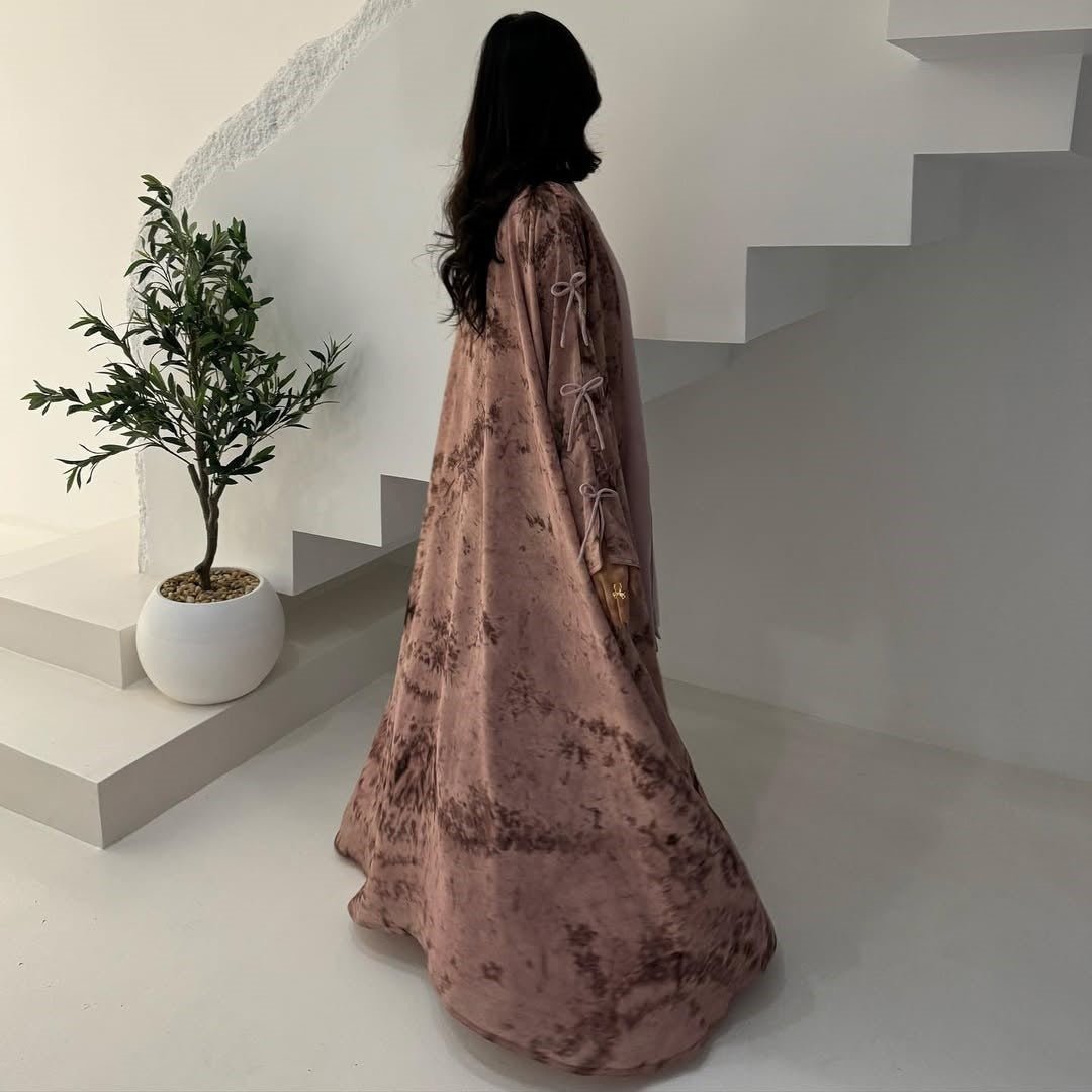 Elegant Muslim Women's Modest Fashion Chiffon Print Two - Piece Summer Casual Abaya with Hijab. (MOA152) - Mariam's Collection