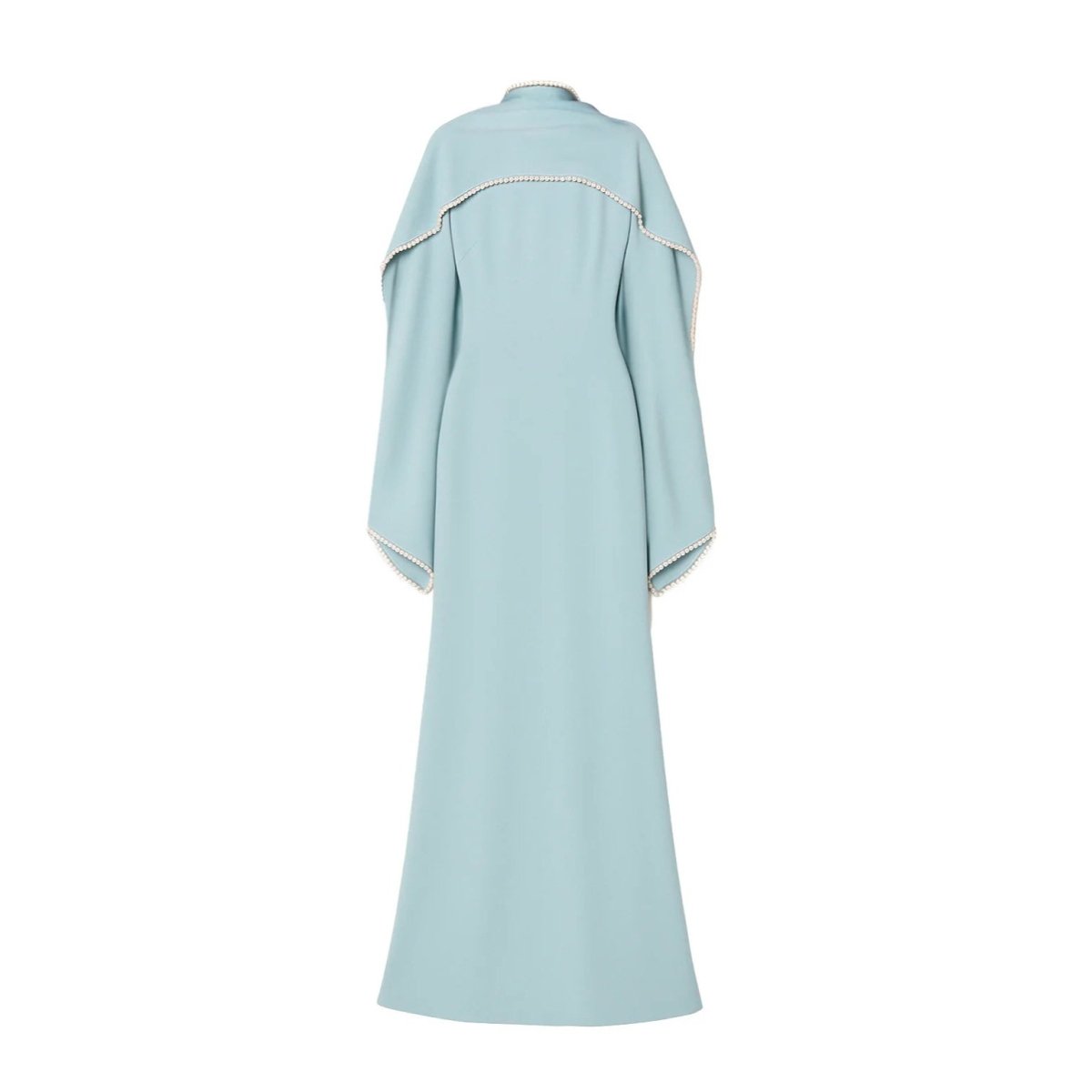 Elegant Pearl Embellished Cape Sleeve Evening Dress(MA337) - Mariam's Collection