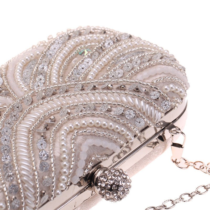 Elegant Pearl - Embellished Clutch Evening Bag for Weddings & Parties (MAC278) - Mariam's Collection