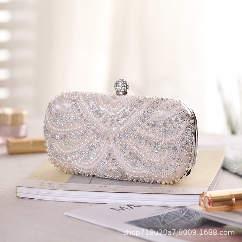 Elegant Pearl - Embellished Clutch Evening Bag for Weddings & Parties (MAC278) - Mariam's Collection