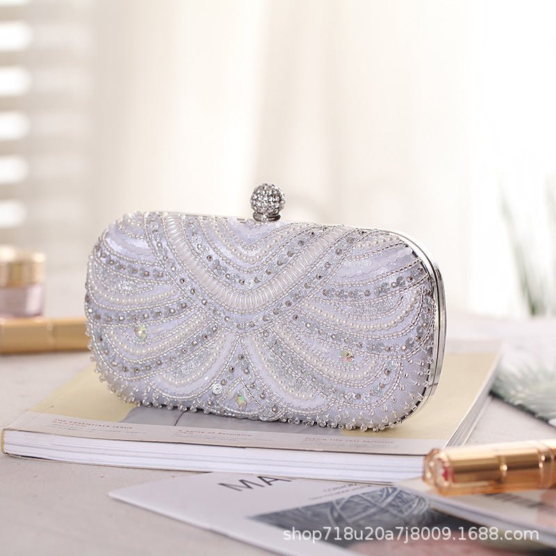 Elegant Pearl - Embellished Clutch Evening Bag for Weddings & Parties (MAC278) - Mariam's Collection