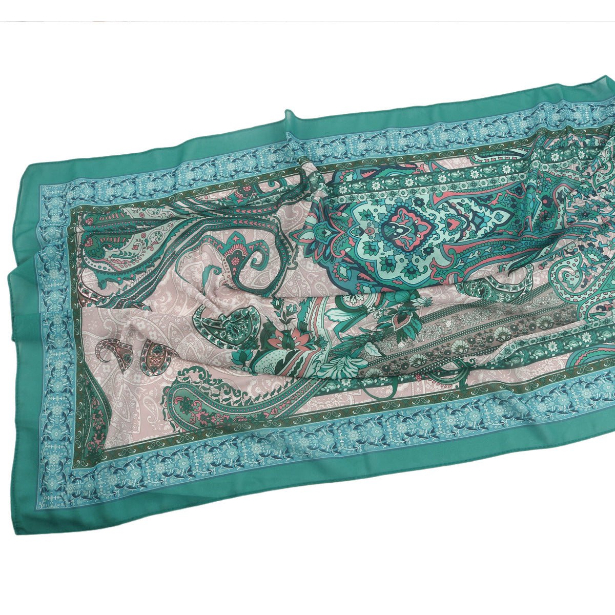 Elegant Printed Chiffon Hijab Scarf Bohemian Style Breathable Sun Protection Wrap (MH136) - Mariam's Collection