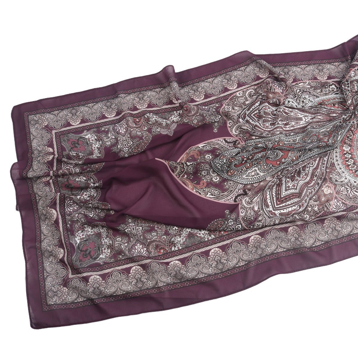 Elegant Printed Chiffon Hijab Scarf Bohemian Style Breathable Sun Protection Wrap (MH136) - Mariam's Collection