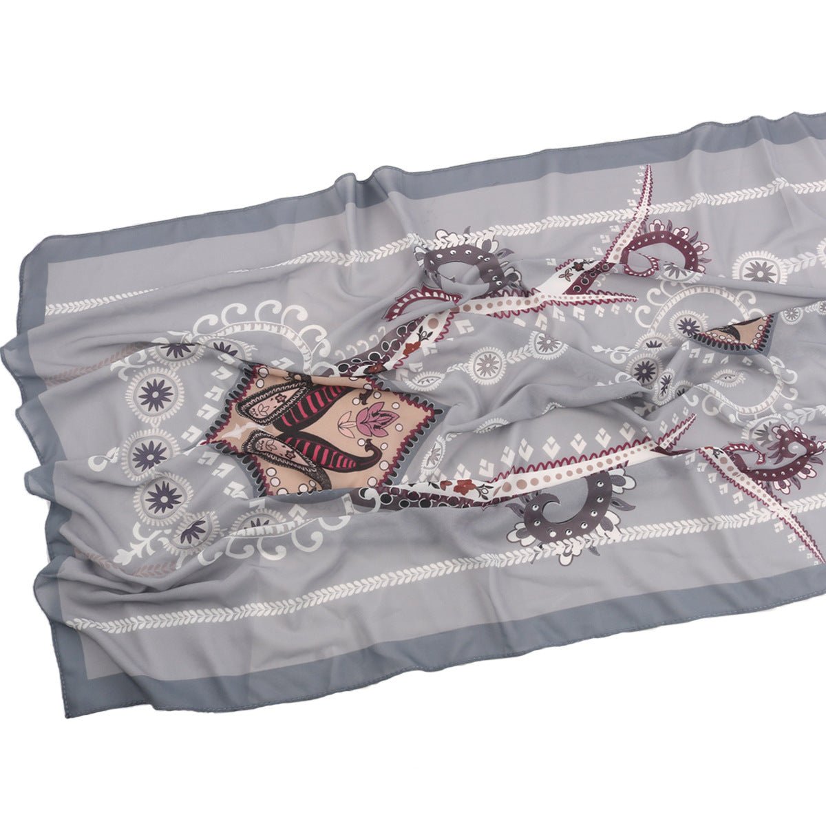 Elegant Printed Chiffon Hijab Scarf Bohemian Style Breathable Sun Protection Wrap (MH136) - Mariam's Collection