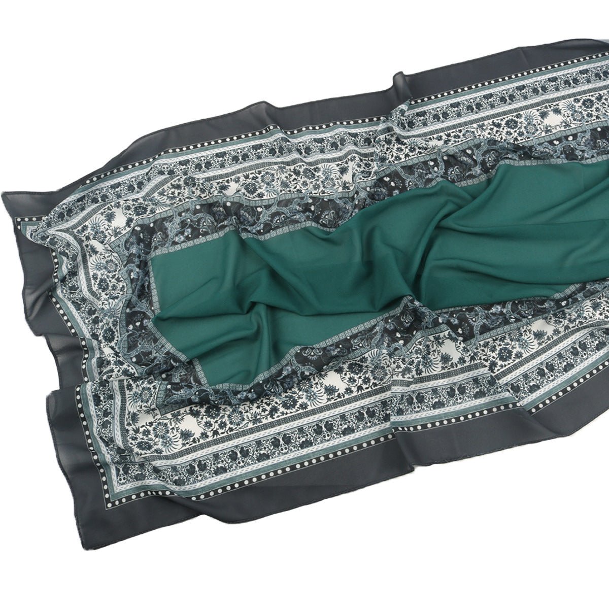 Elegant Printed Chiffon Hijab Scarf Bohemian Style Breathable Sun Protection Wrap (MH136) - Mariam's Collection