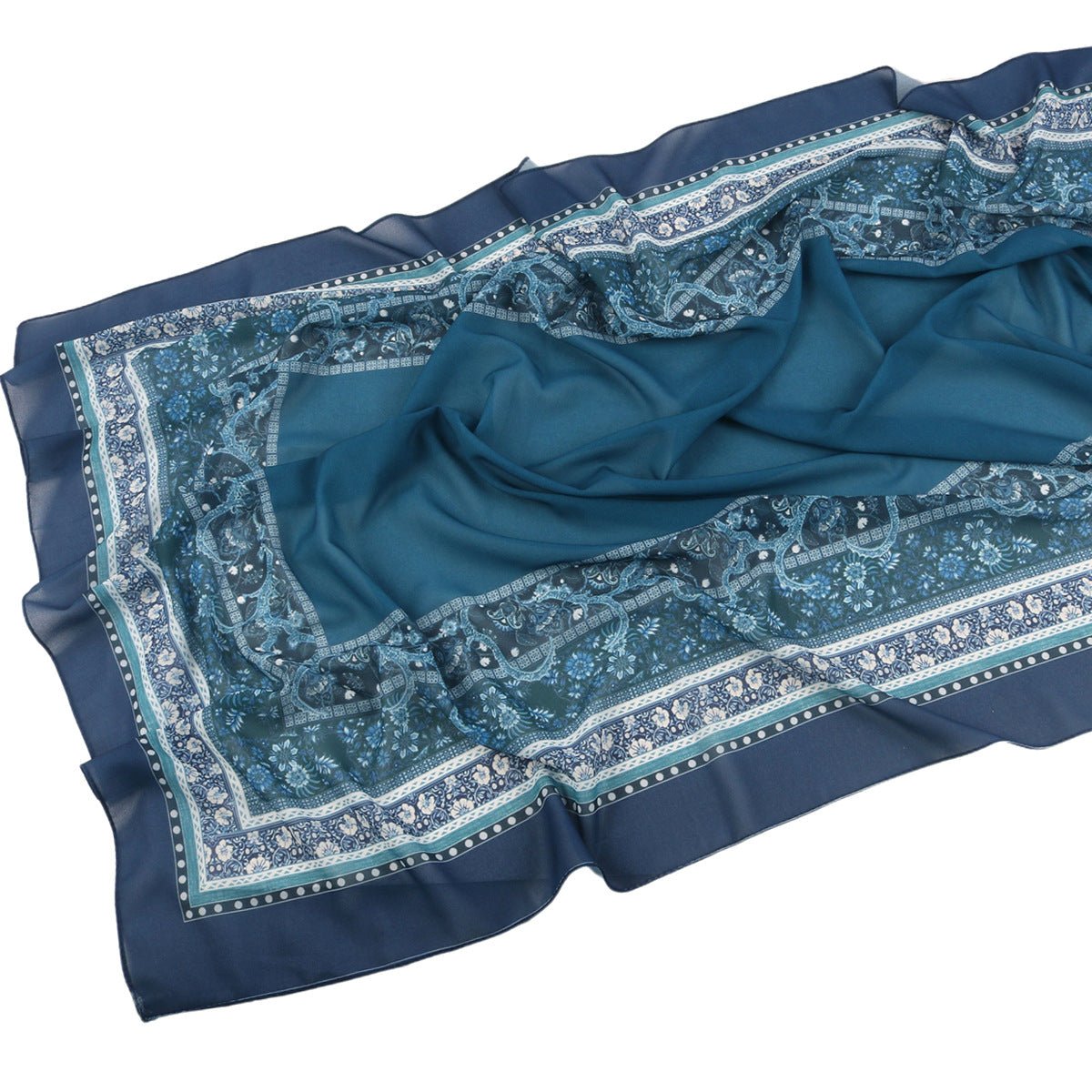 Elegant Printed Chiffon Hijab Scarf Bohemian Style Breathable Sun Protection Wrap (MH136) - Mariam's Collection