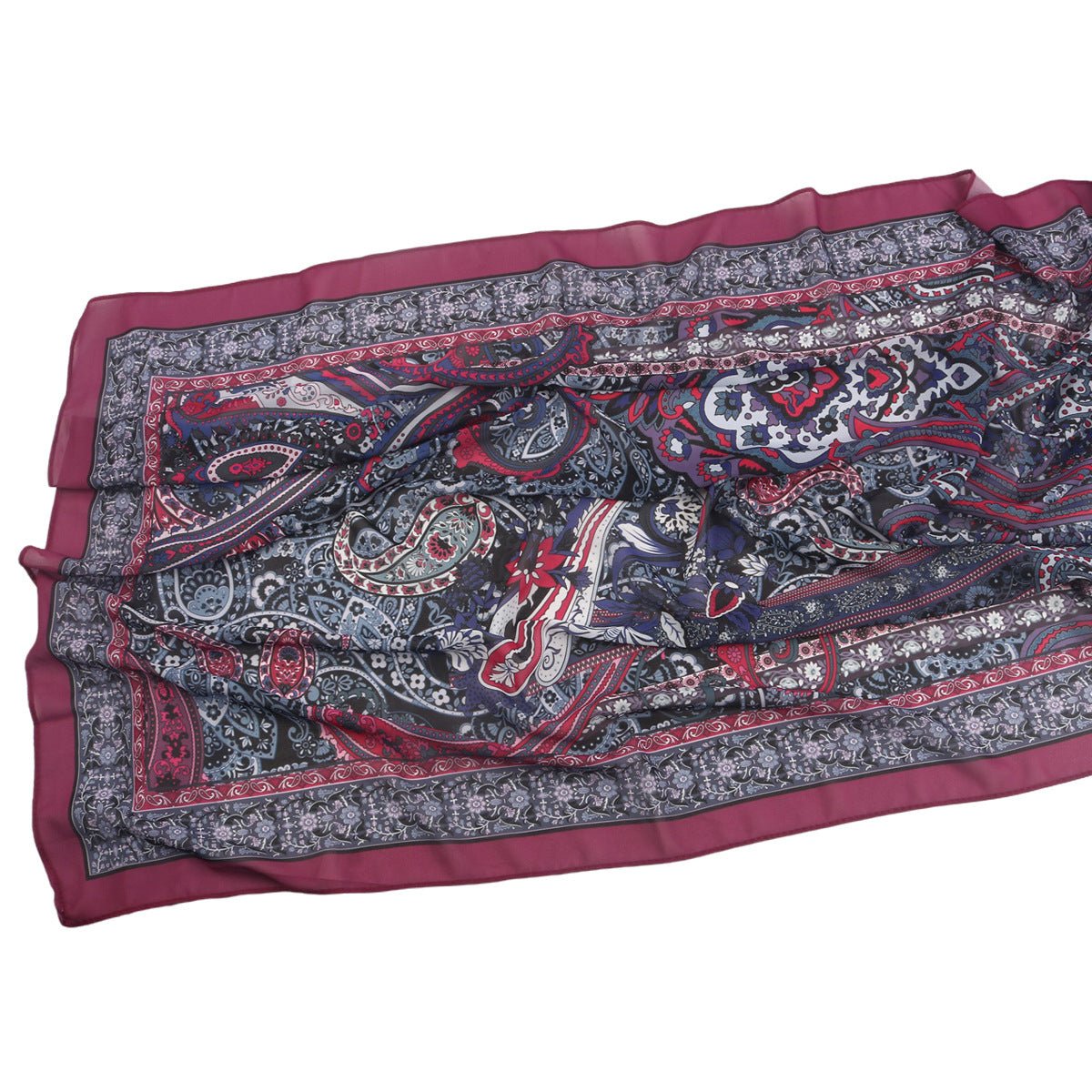 Elegant Printed Chiffon Hijab Scarf Bohemian Style Breathable Sun Protection Wrap (MH136) - Mariam's Collection