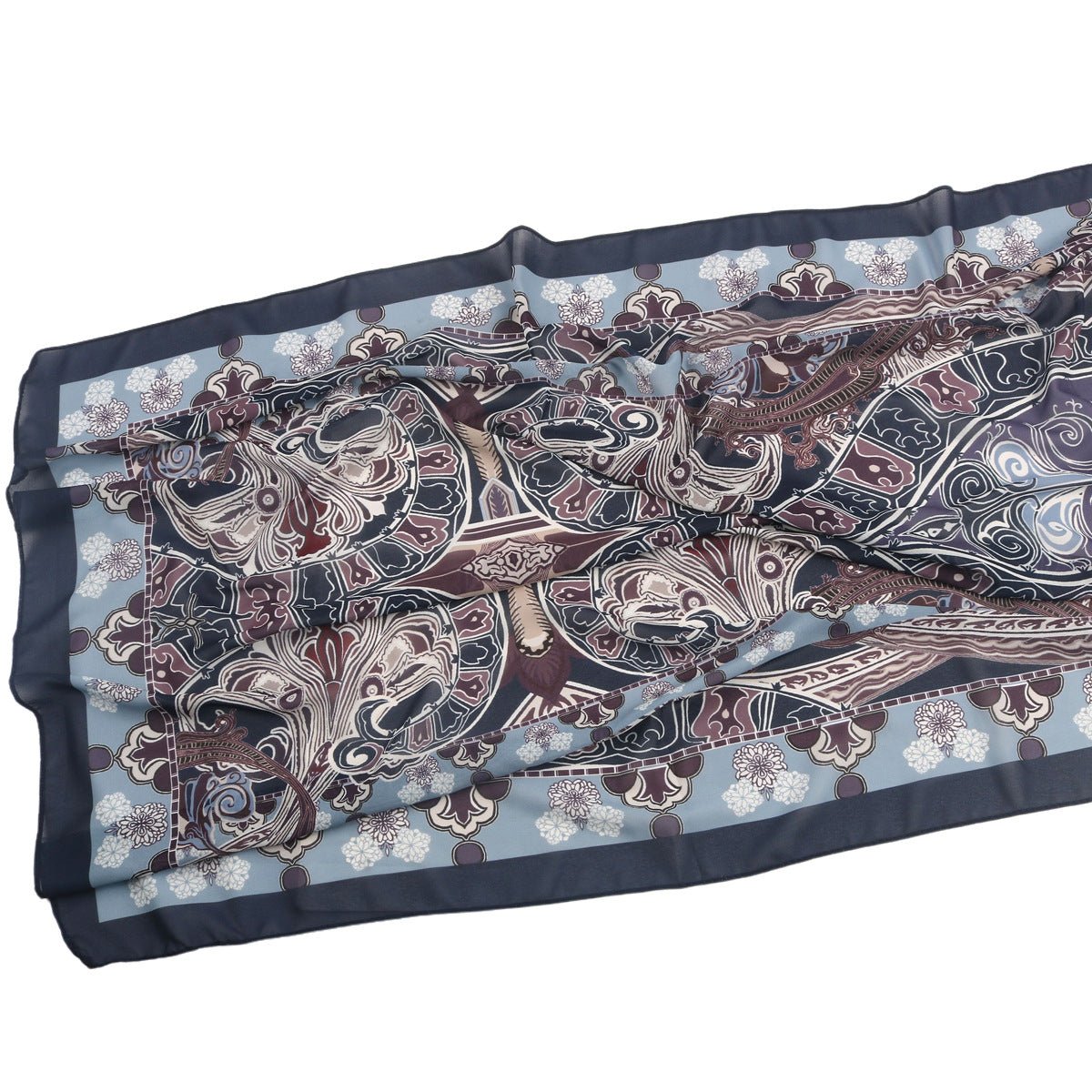 Elegant Printed Chiffon Hijab Scarf Bohemian Style Breathable Sun Protection Wrap (MH136) - Mariam's Collection