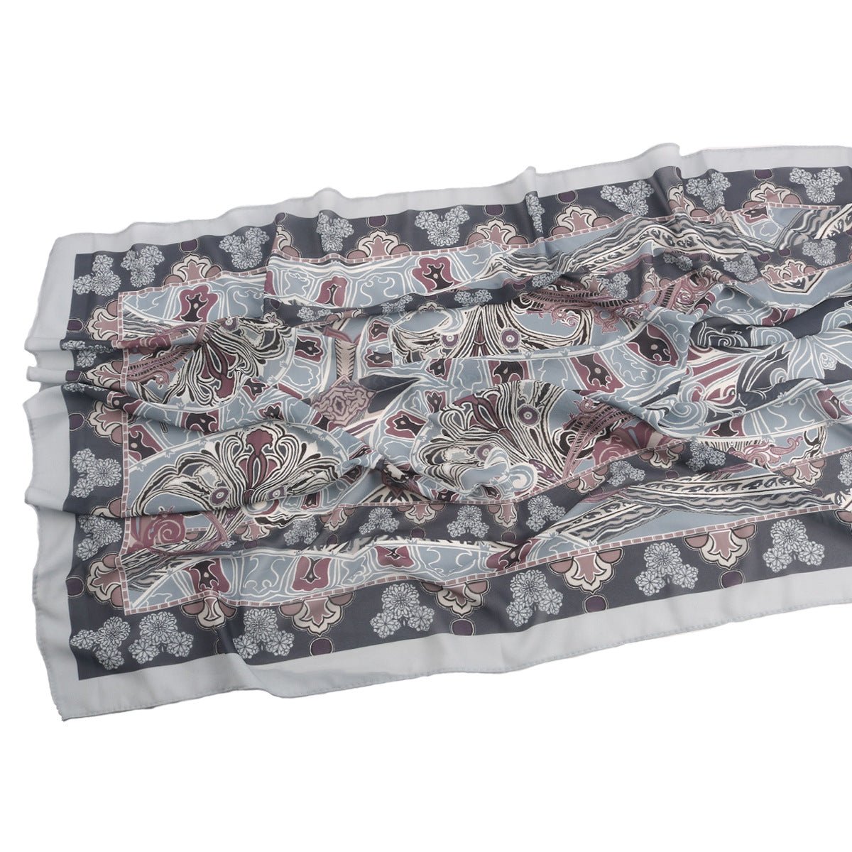 Elegant Printed Chiffon Hijab Scarf Bohemian Style Breathable Sun Protection Wrap (MH136) - Mariam's Collection