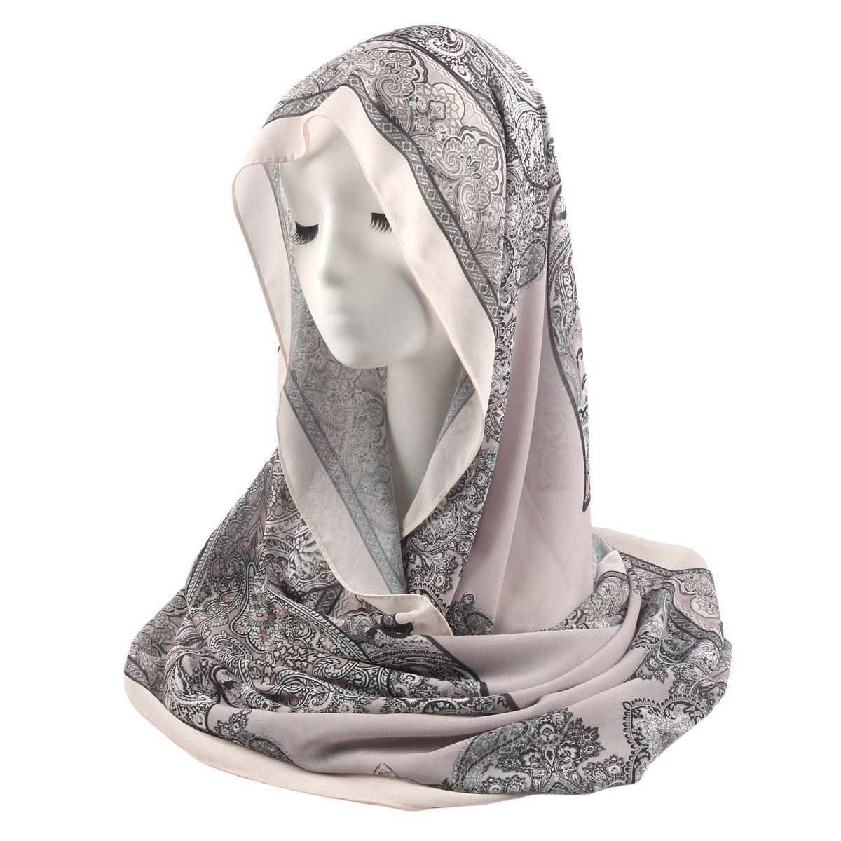 Elegant Printed Chiffon Hijab Scarf Bohemian Style Breathable Sun Protection Wrap (MH136) - Mariam's Collection