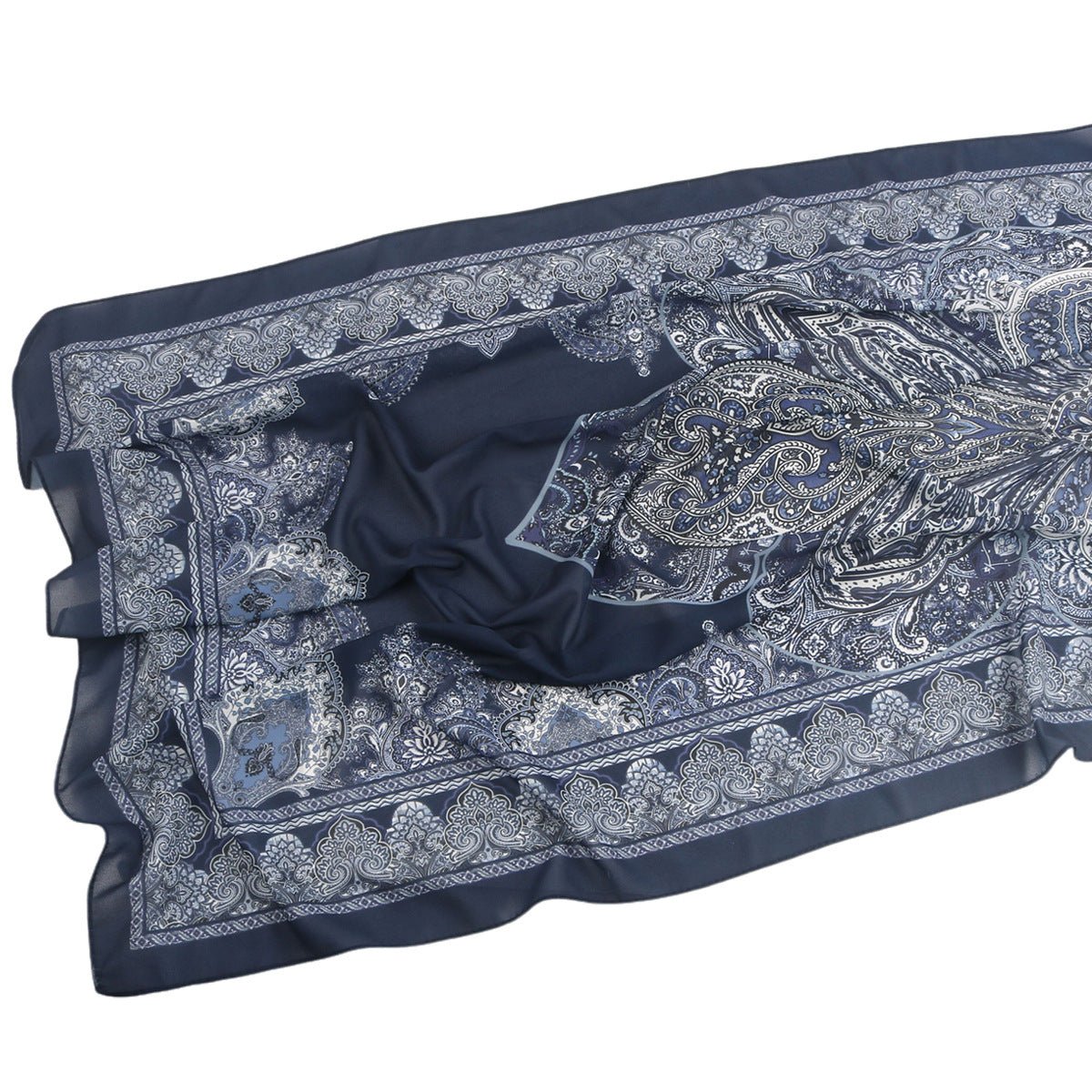 Elegant Printed Chiffon Hijab Scarf Bohemian Style Breathable Sun Protection Wrap (MH136) - Mariam's Collection