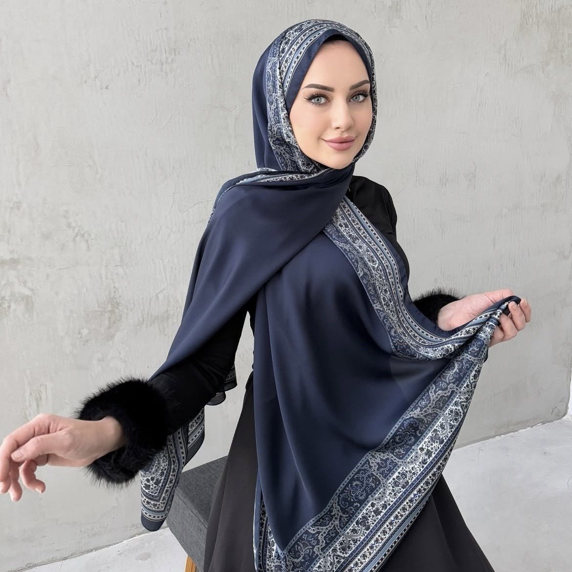 Elegant Printed Chiffon Hijab Scarf Bohemian Style Breathable Sun Protection Wrap (MH136) - Mariam's Collection