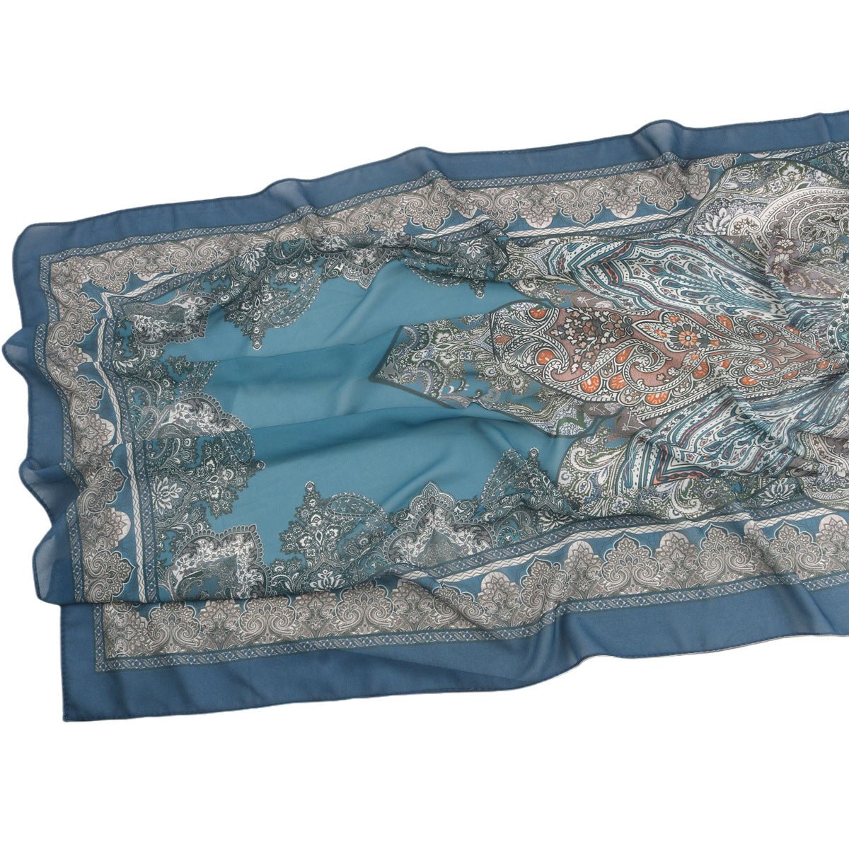 Elegant Printed Chiffon Hijab Scarf Bohemian Style Breathable Sun Protection Wrap (MH136) - Mariam's Collection