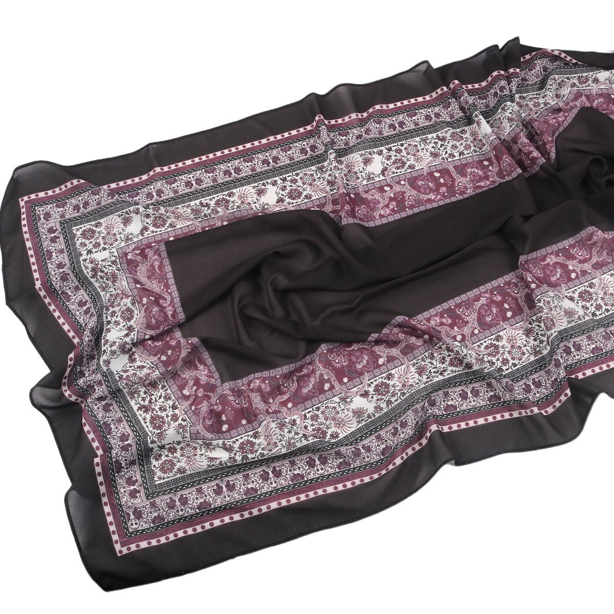 Elegant Printed Chiffon Hijab Scarf Bohemian Style Breathable Sun Protection Wrap (MH136) - Mariam's Collection