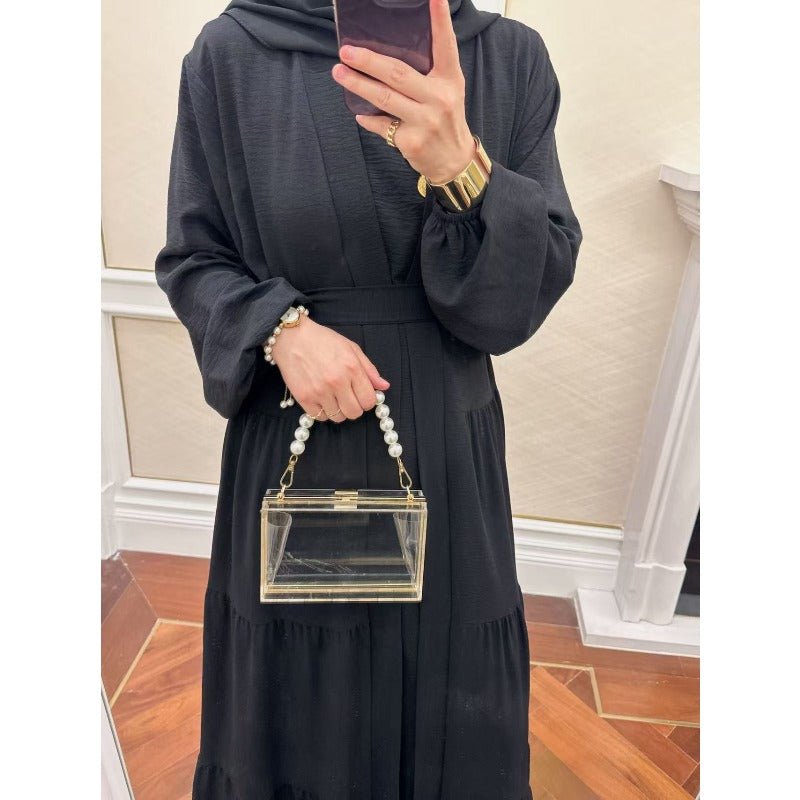 Elegant Ruffle Trim Three - Piece Set | Sleeveless Inner Top Cardigan & Belt(MOA241) - Mariam's Collection