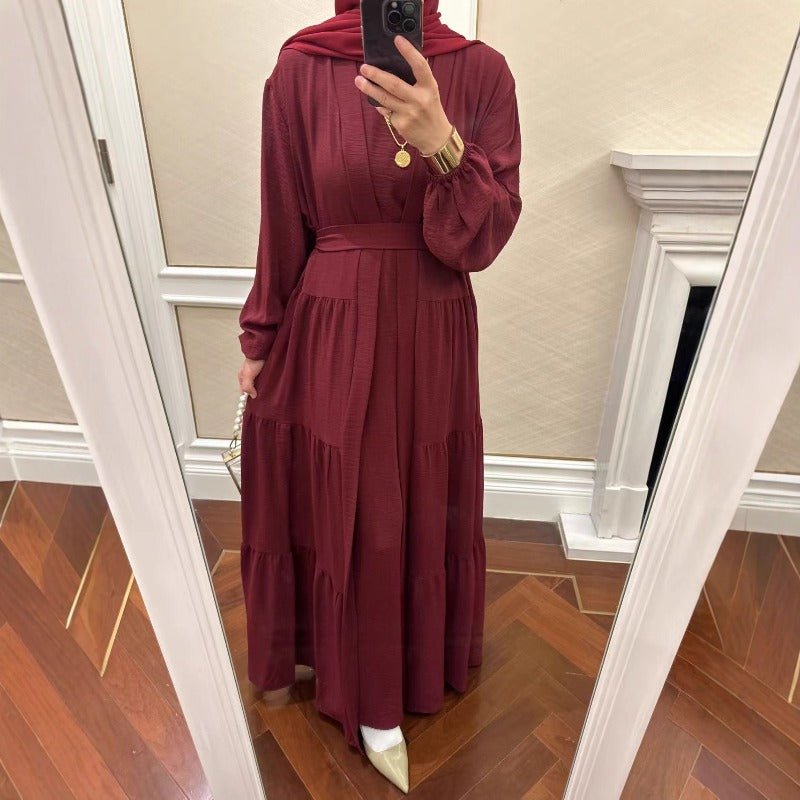 Elegant Ruffle Trim Three - Piece Set | Sleeveless Inner Top Cardigan & Belt(MOA241) - Mariam's Collection