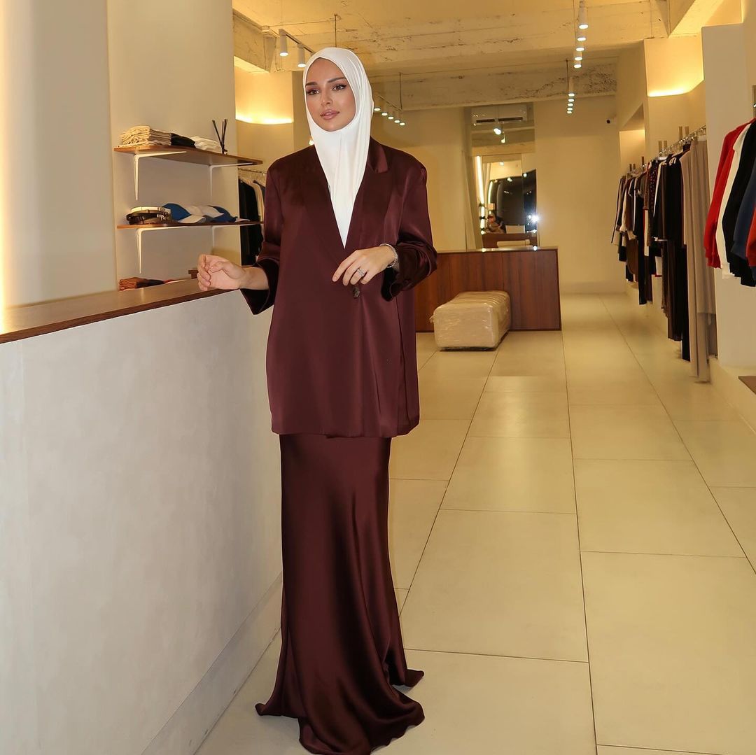 Elegant Satin Blazer & Skirt Set | Professional Two - Piece Suit - Luxurious Office Wear(MS129) - Mariam's Collection