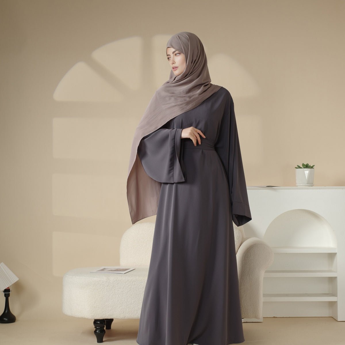 Elegant Solid Color Abaya For Muslimahs (MA036) - Mariam's Collection
