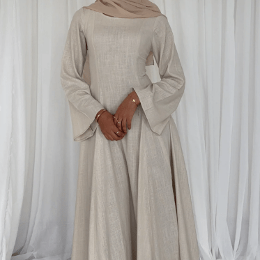 Solid Color Robe Abaya With Back-Tie | Dressing Gown Style Abaya with Flared Sleeves