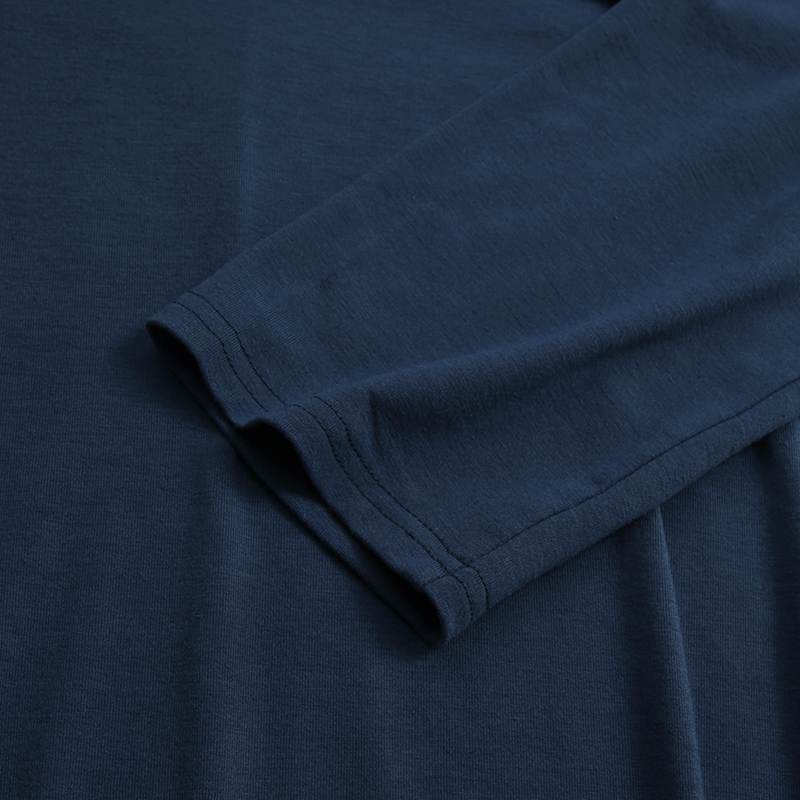 Elegant V - Neck Long Sleeve Maxi Dress | Loose Fit Cotton Blend Dress with Hidden Pockets(MA314) - Mariam's Collection