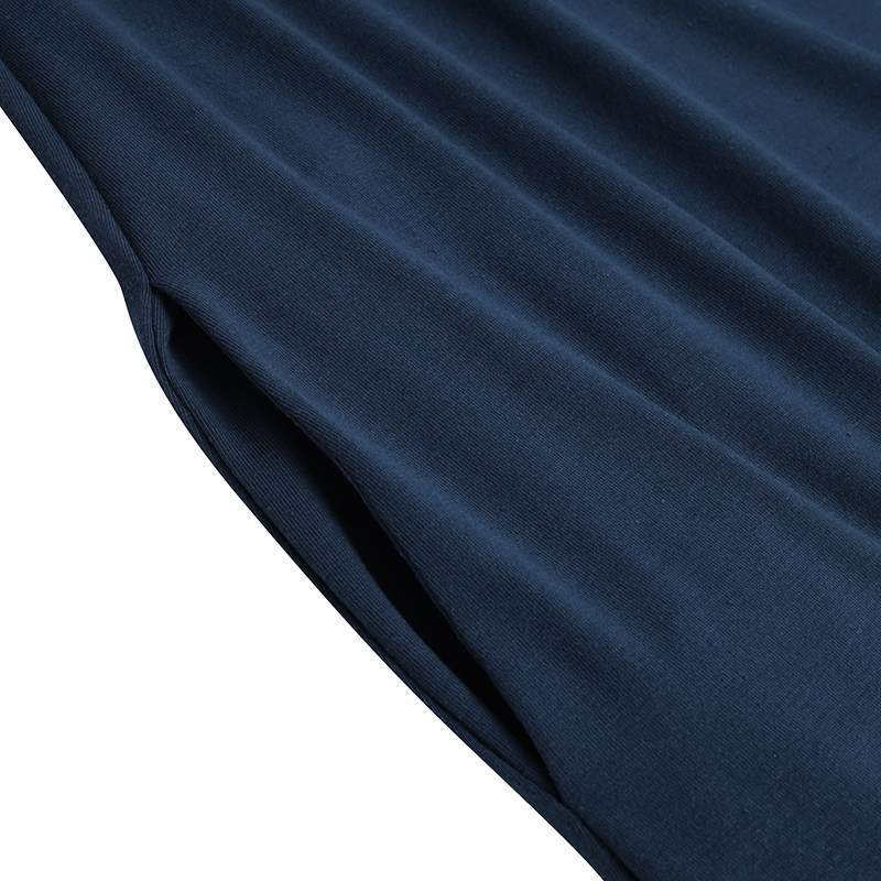 Elegant V - Neck Long Sleeve Maxi Dress | Loose Fit Cotton Blend Dress with Hidden Pockets(MA314) - Mariam's Collection