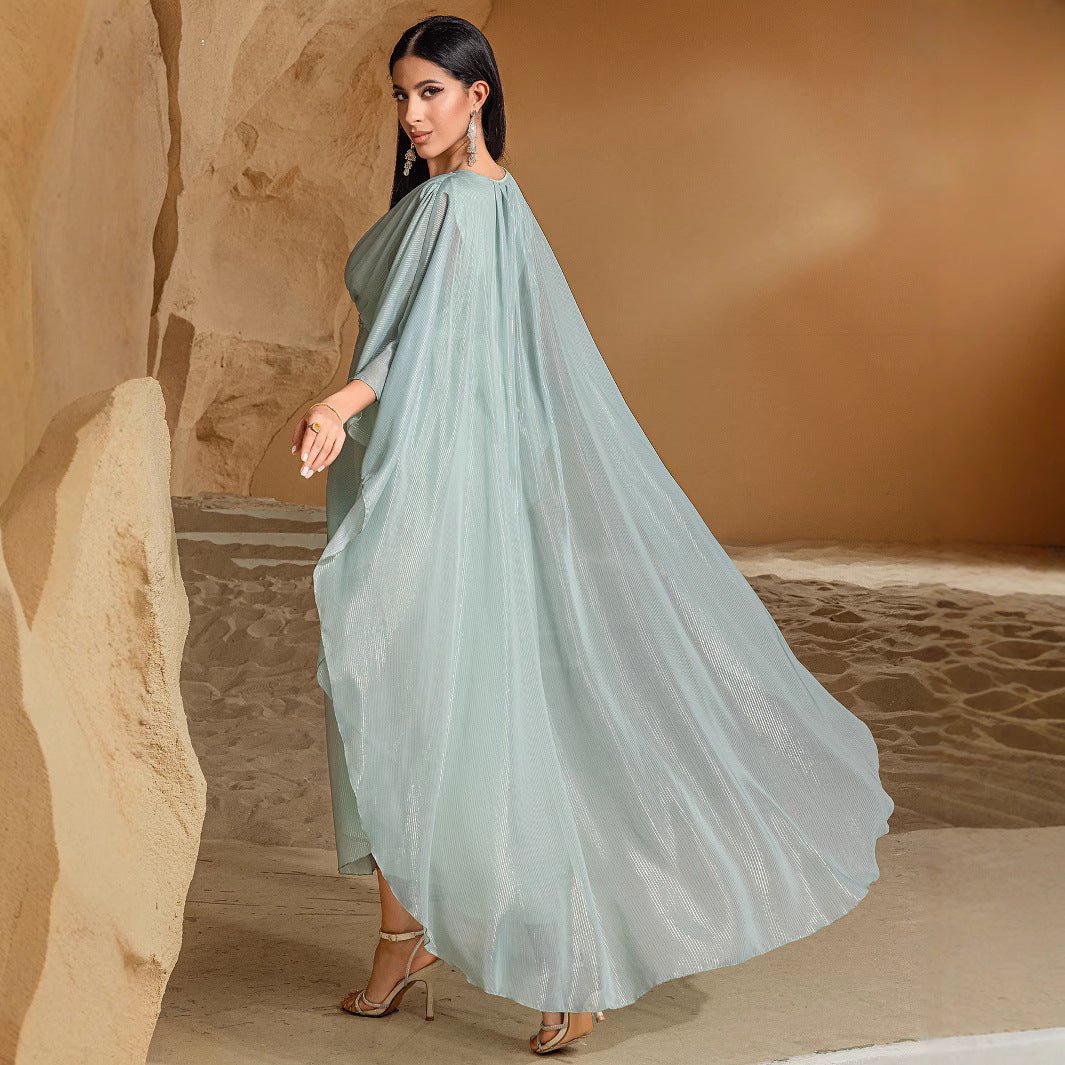 Elegant V - Neck Luxury Hand - Sewn Bead Embellished Travel & Party Abaya Robe Dress. (MA188) - Mariam's Collection