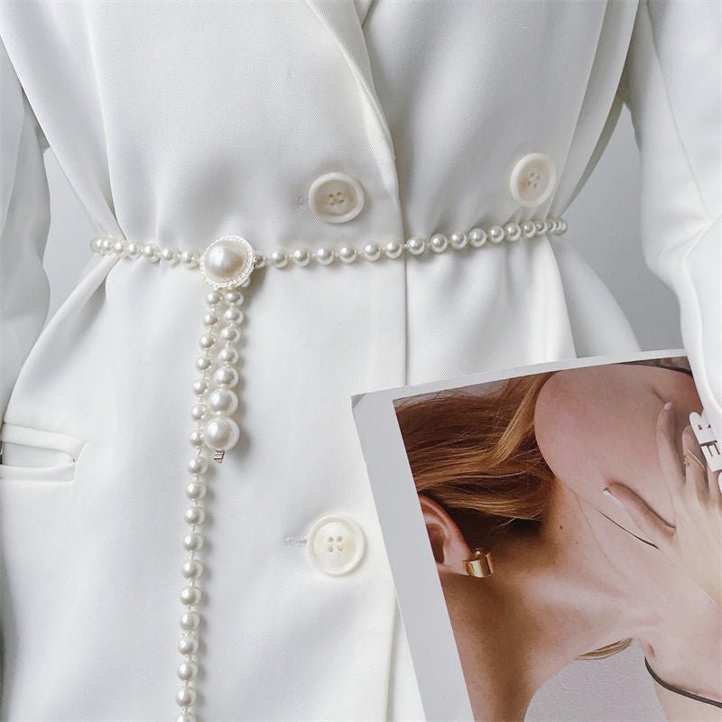 Elegant Versatile Pearl Cascade Waist Belt (MAC349) - Mariam's Collection