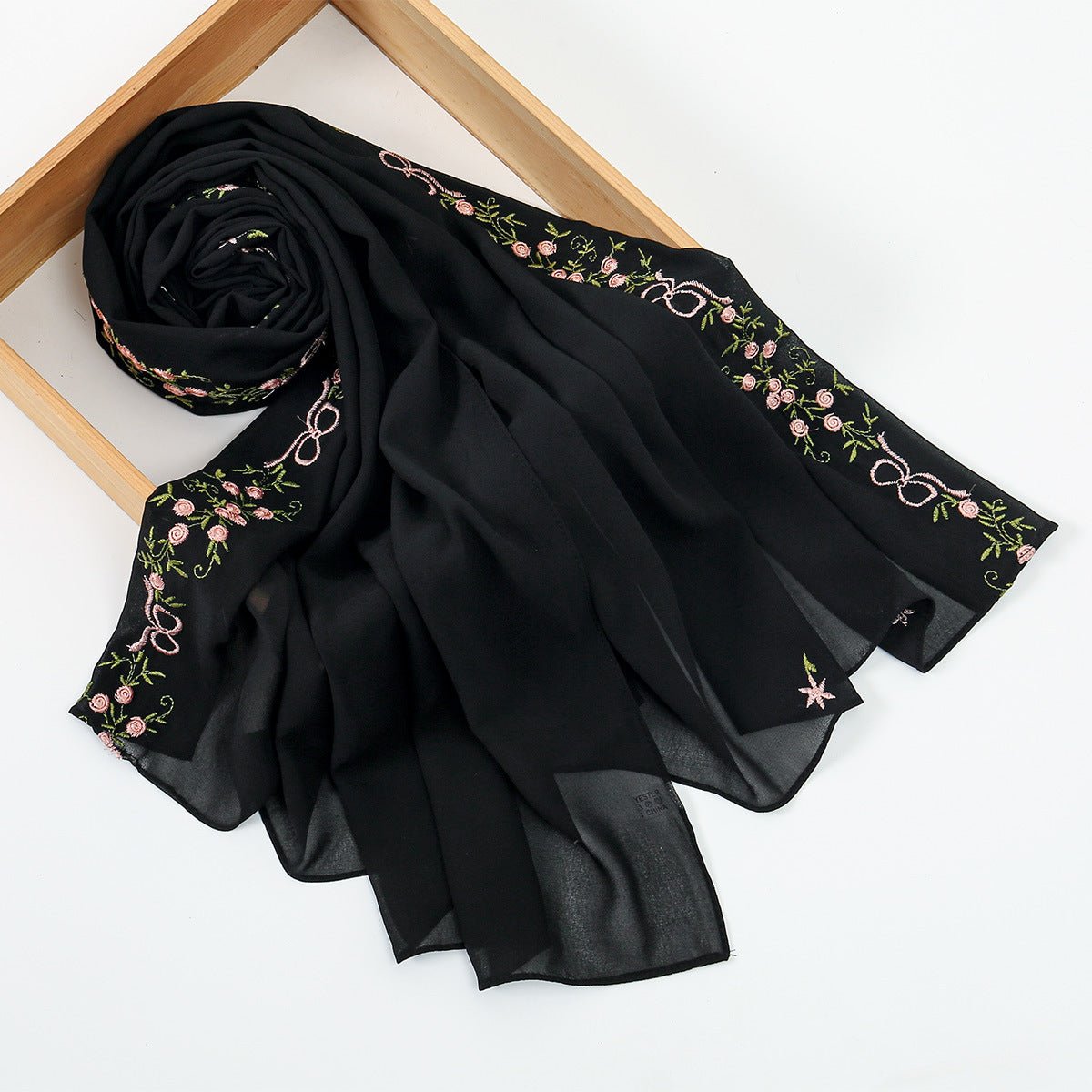 Embroidered Chiffon Hijab Scarf(MH220) - Mariam's Collection