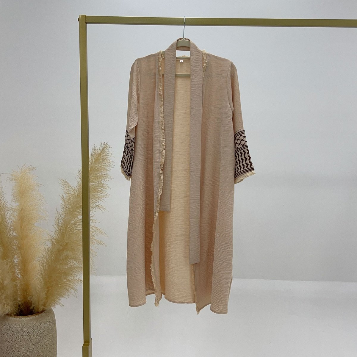 Embroidered Children's Abaya Set Pakistan Geometric Print Robe Abaya with Matching Belt. (MKG015) - Mariam's Collection