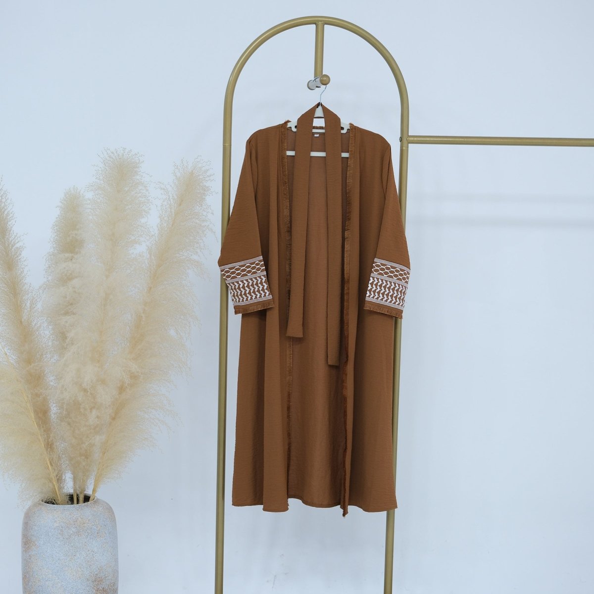 Embroidered Children's Abaya Set Pakistan Geometric Print Robe Abaya with Matching Belt. (MKG015) - Mariam's Collection