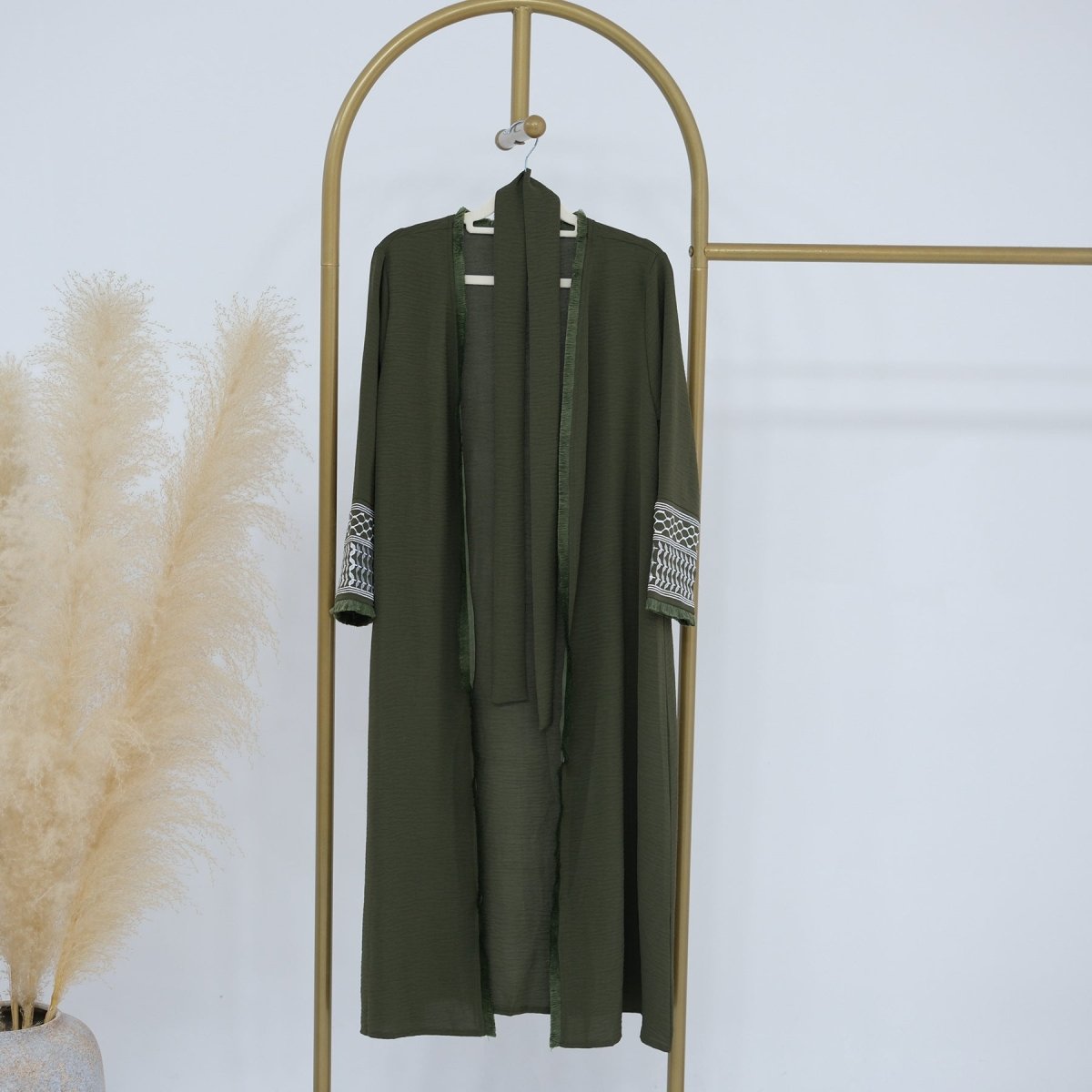 Embroidered Children's Abaya Set Pakistan Geometric Print Robe Abaya with Matching Belt. (MKG015) - Mariam's Collection