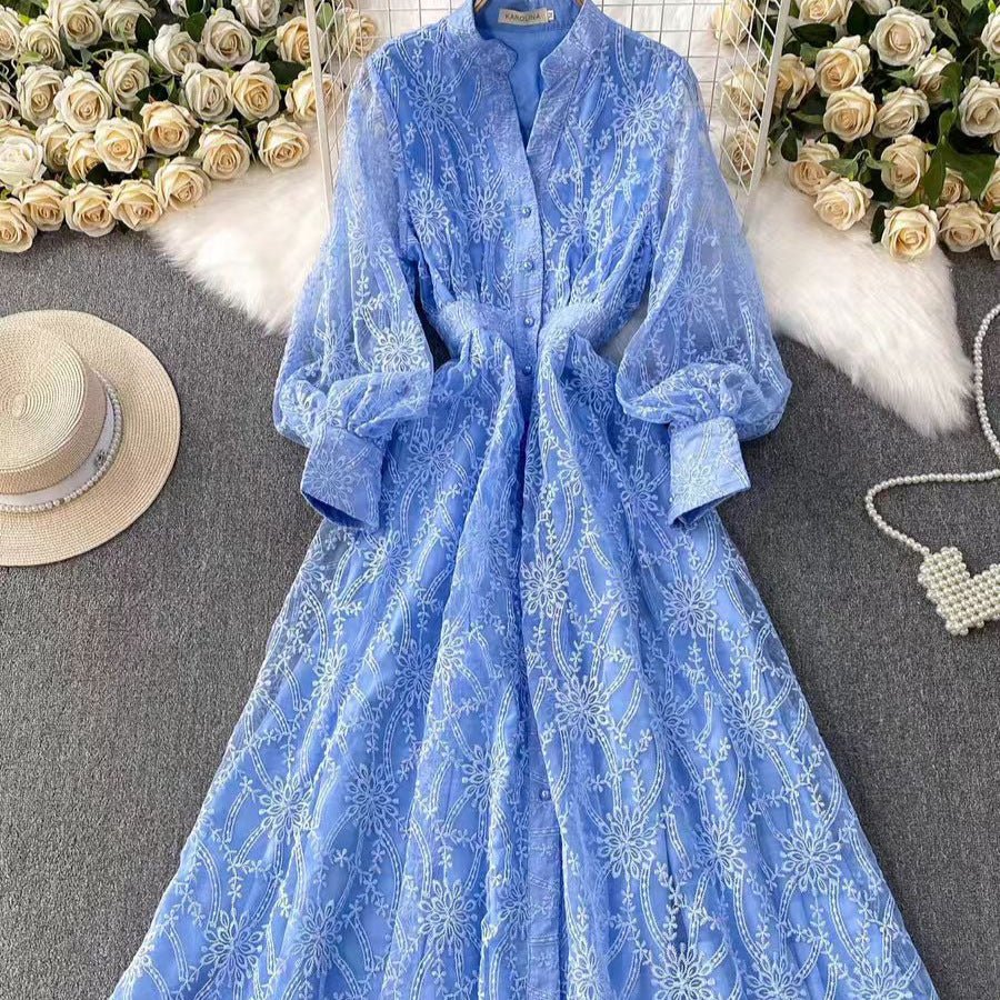 Embroidered Lace Dress(MS327) - Mariam's Collection