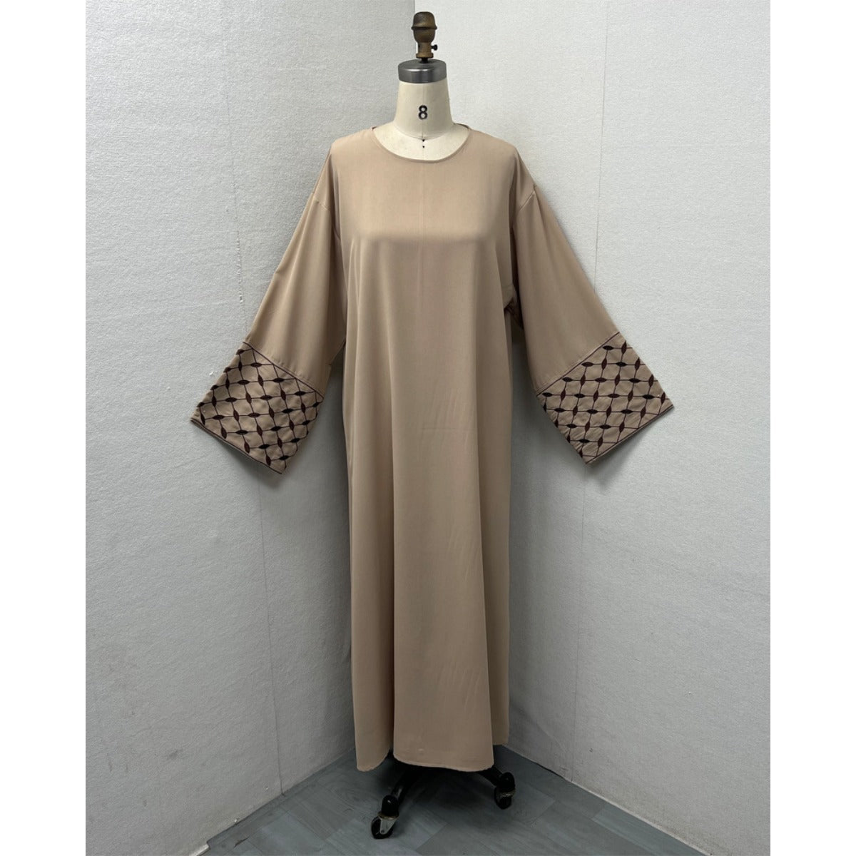 Embroidered Pattern Abaya Robe Dress - Modest Muslim Long Sleeve Maxi with Detachable Belt(MA272) - Mariam's Collection
