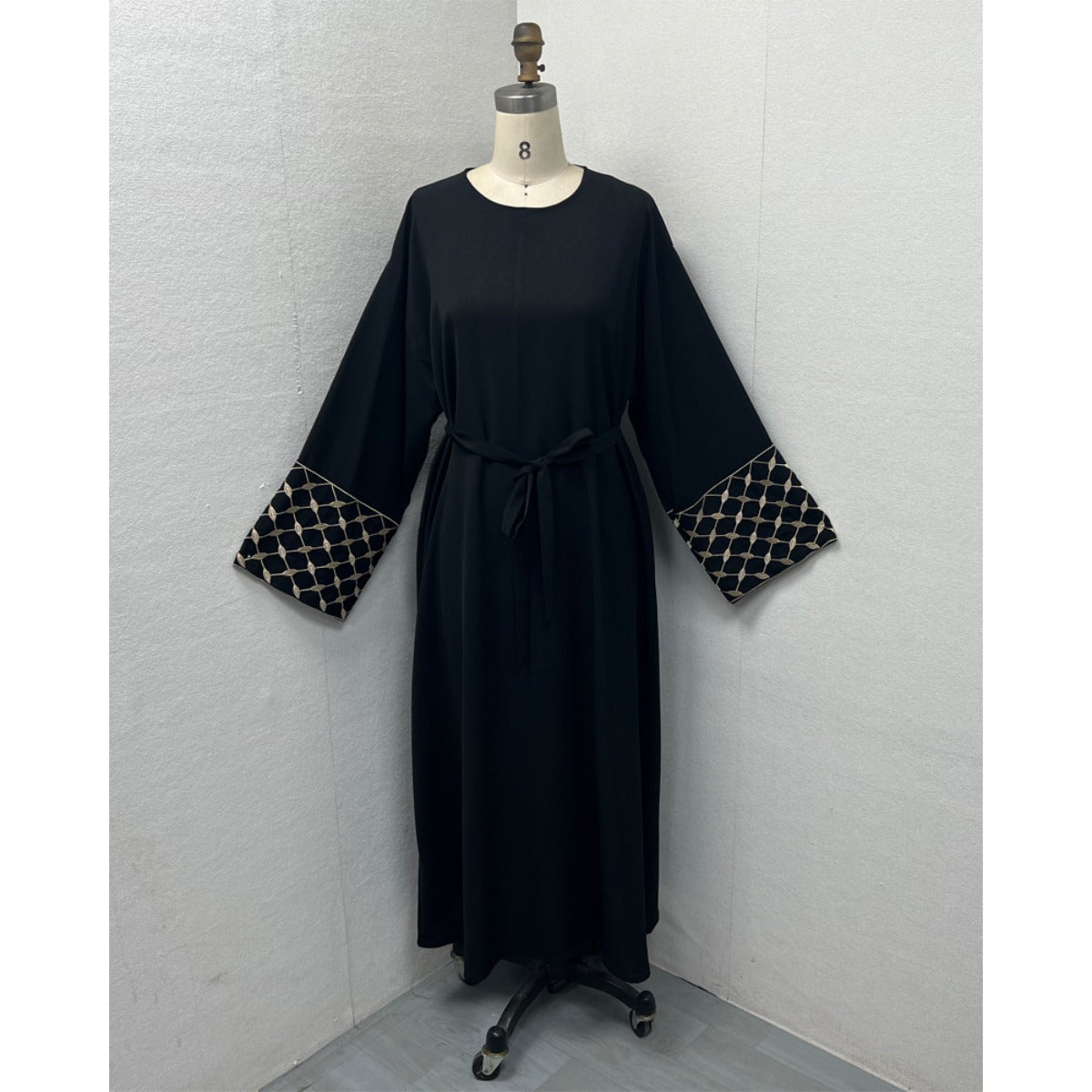 Embroidered Pattern Abaya Robe Dress - Modest Muslim Long Sleeve Maxi with Detachable Belt(MA272) - Mariam's Collection