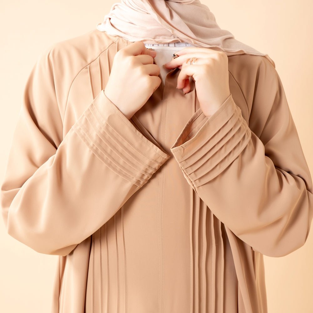 Essence Pleated Abaya – Sandstone Beige(MA254) - Mariam's Collection