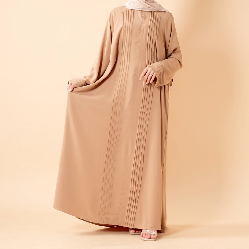 Essence Pleated Abaya – Sandstone Beige(MA254) - Mariam's Collection