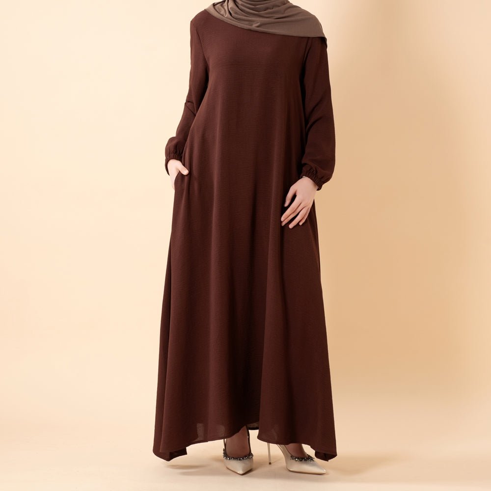 Crepe maxi dress designed for comfort modesty and everyday elegance