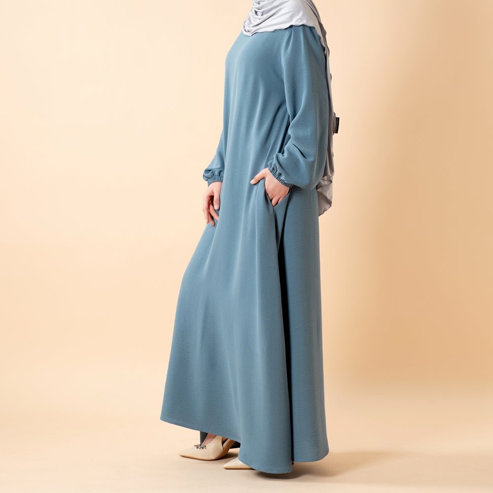 Essential Flow modest dress with soft drape and relaxed bodice fit