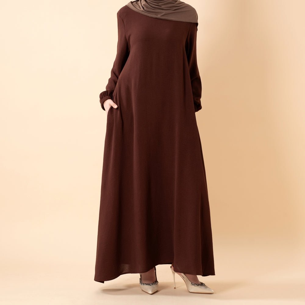 Soft drape crepe modest dress suitable for all seasons and occasions