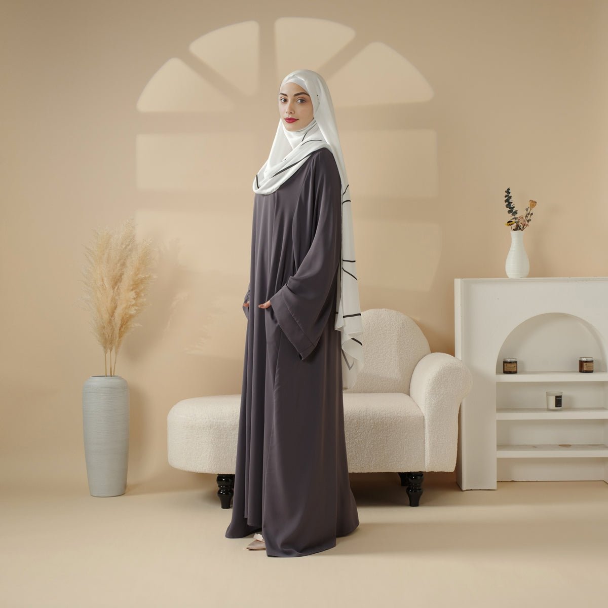 Essential Premium Loose Fit Abaya 2 - Piece Set with Versatile Pockets (MA120) - Mariam's Collection
