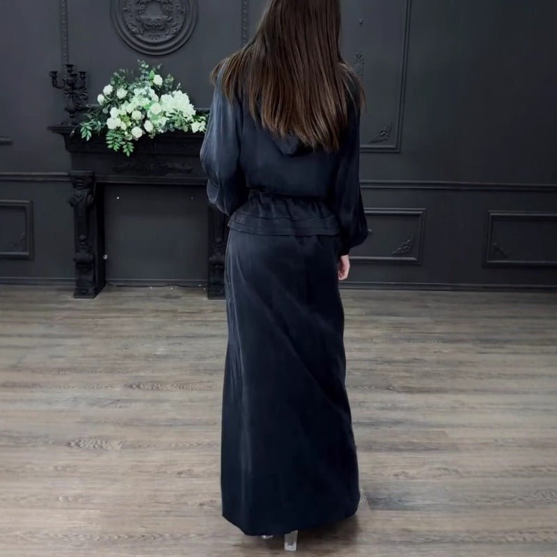 Fall Winter Modest Luxury 2 - Piece Hooded Abaya Set(MS113) - Mariam's Collection