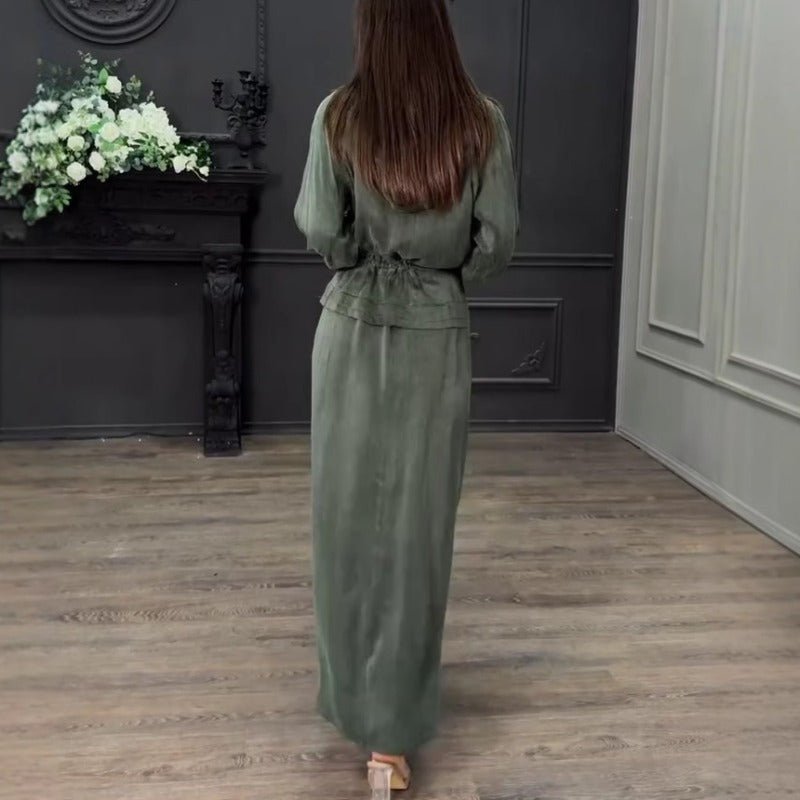 Fall Winter Modest Luxury 2 - Piece Hooded Abaya Set(MS113) - Mariam's Collection