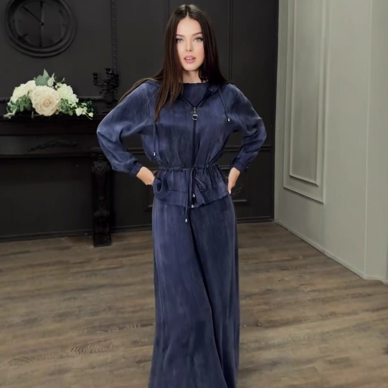 Fall Winter Modest Luxury 2 - Piece Hooded Abaya Set(MS113) - Mariam's Collection